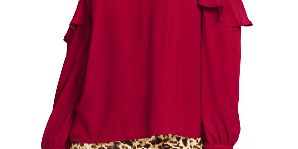Thalia Sodi Women's Ruffled Cold-Shoulder Top   Red Size Large