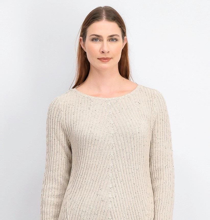 Style & Co Women's Scalloped Hem Ribbed Knit Sweater Beige Size XX-Large