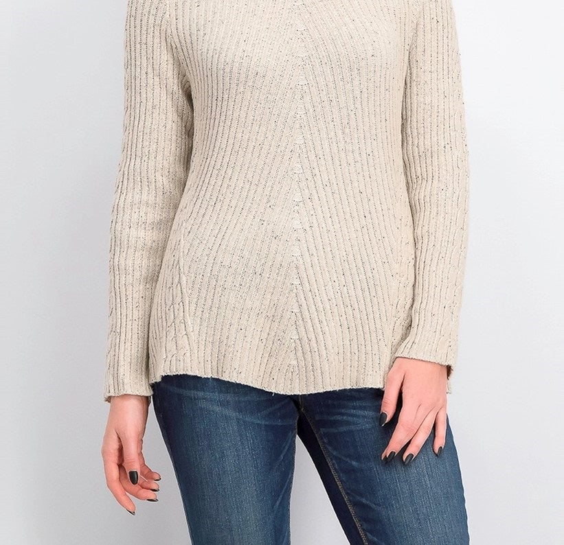 Style & Co Women's Scalloped Hem Ribbed Knit Sweater Beige Size XX-Large