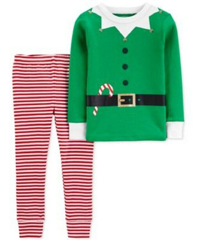 Carter's unisex Kids Sleep Bottoms Print Elf Pajama Set Green Size 18MOS