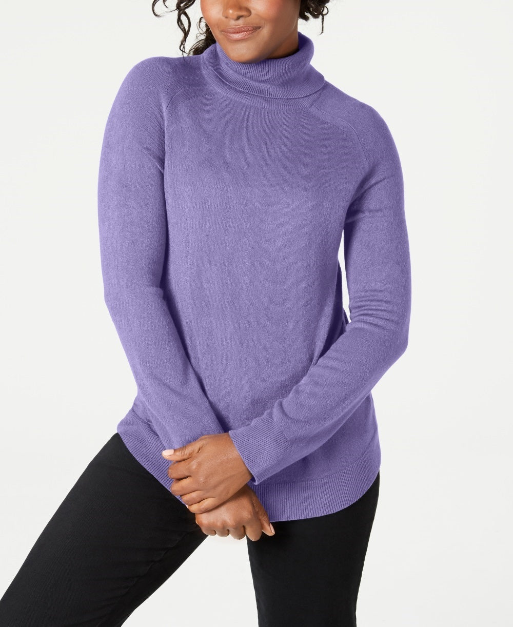 Karen Scott Women's Luxsoft Turtleneck Sweater  Purple Size Petite Small