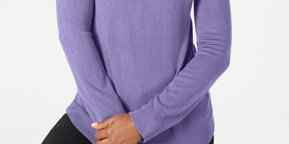 Karen Scott Women's Luxsoft Turtleneck Sweater  Purple Size Petite Small