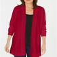 Karen Scott Women's Open Front Cardigan Red Size Petite S/M