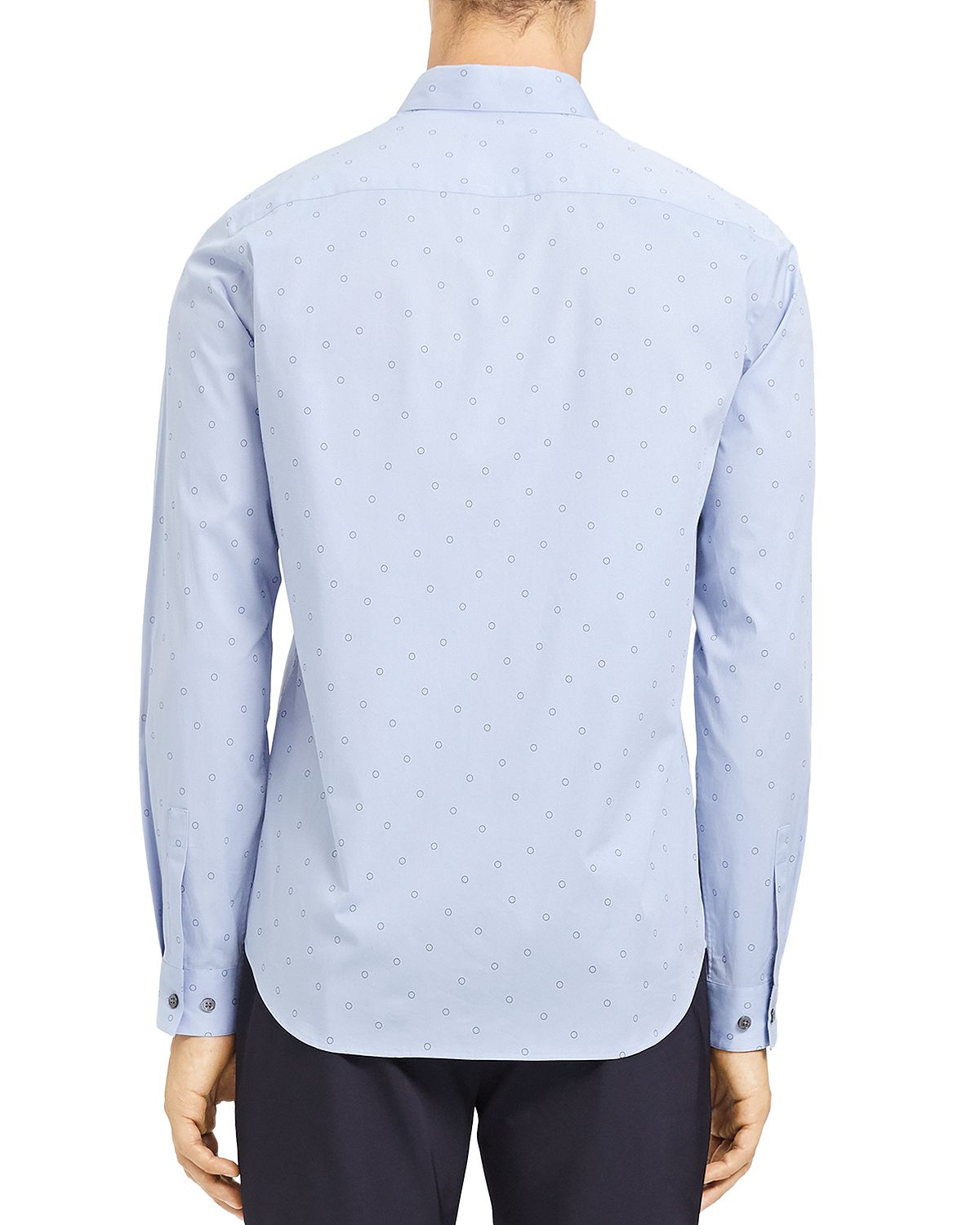 Men's Polka Dot Printed Button Shirt Blue Size L