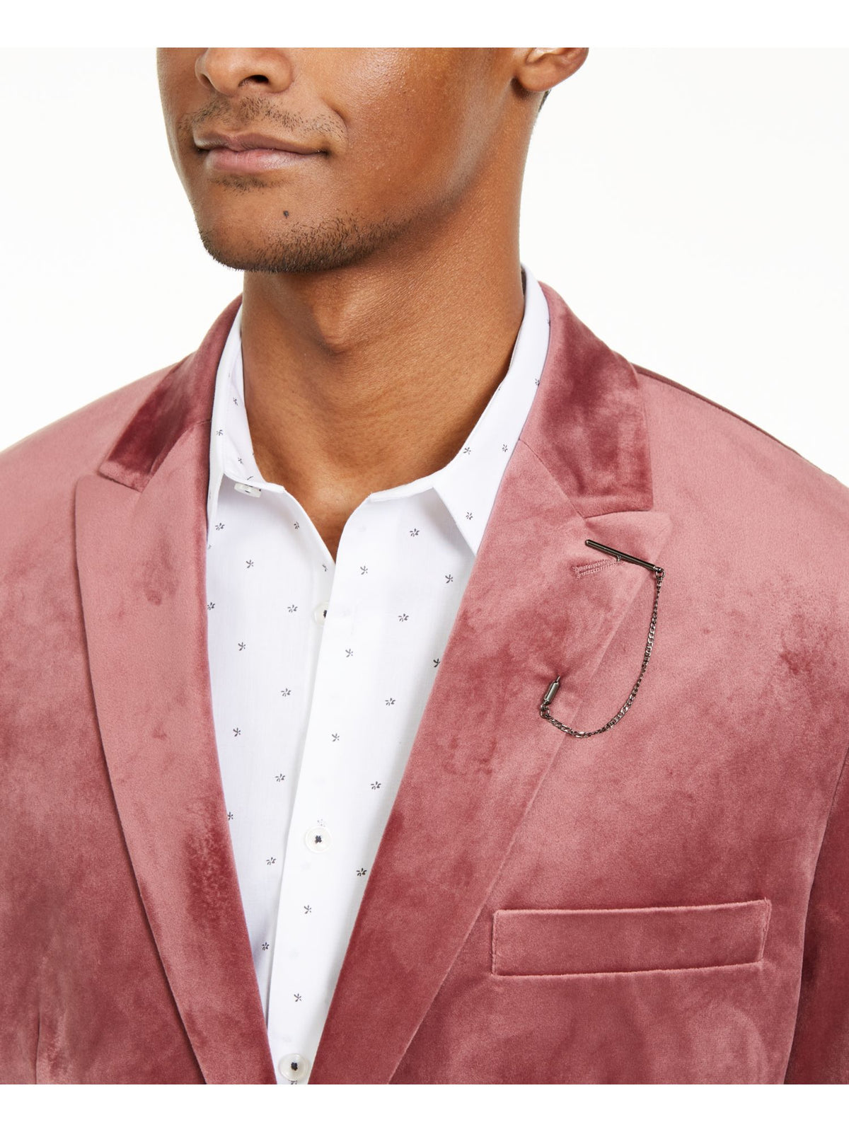 INC International Concepts Men's Big & Tall Velvet Slim Fit Two Button Blazer Wine Size XLT