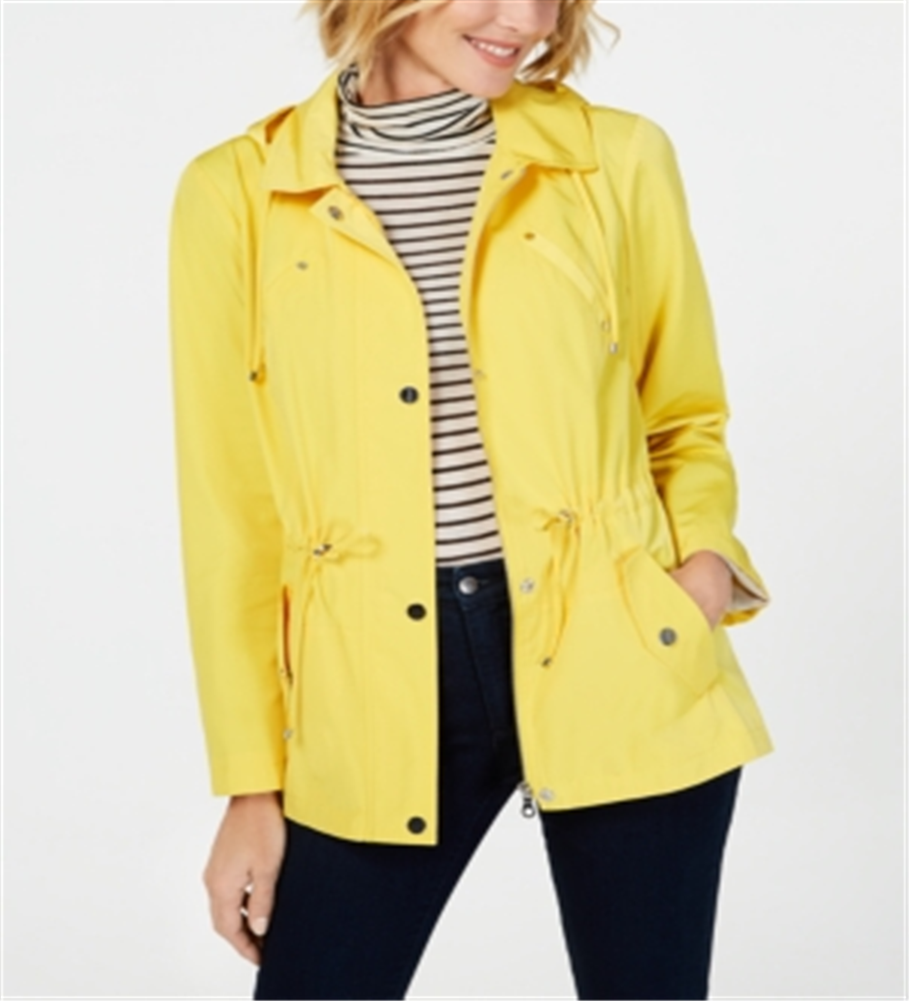 Charter Club Women's Anorak Rain Jacket Yellow Size Petite XL
