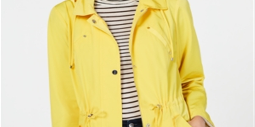 Charter Club Women's Anorak Rain Jacket Yellow Size Petite XL