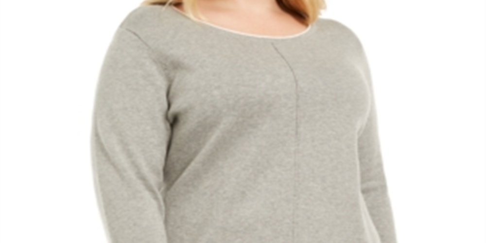 Karen Scott Women's Plus Cotton Roll Neck Sweater Gray Size 0X