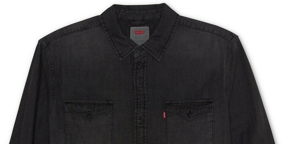 Levi's Men's Matthew New Western Denim Shirt Black -Smoke Gray Size S