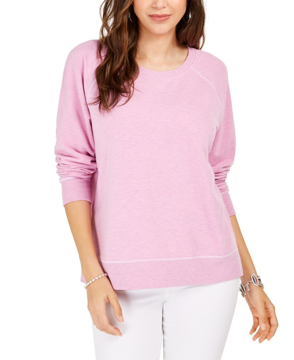 Style & Co Women's Contrast Stitched Sweatshirt Purple Size Small
