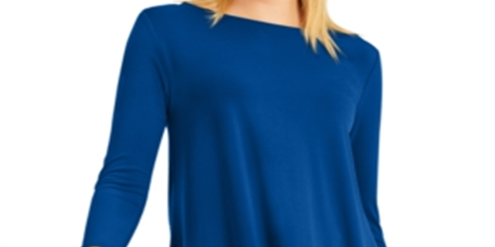 Alfani Women's Solid Swing Top Blue Size Petite L