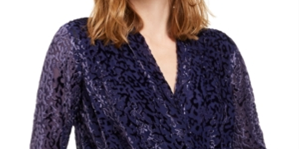 Alfani Women's Velvet Burnout Blouse Burnout Purple Size Petite L