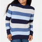 Karen Scott Women's Striped Mock Neck Cotton Sweater Blue Size Petite S/M