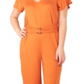NY Collection Women's Belted Jumpsuit Amber Orange Size Petite XL