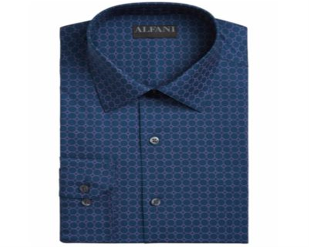 Alfani Men's Classic Regular Fit Dress Shirt Navy-Purple Size S
