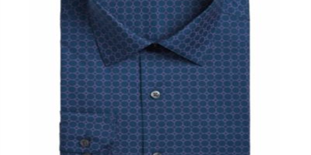 Alfani Men's Classic Regular Fit Dress Shirt Navy-Purple Size S