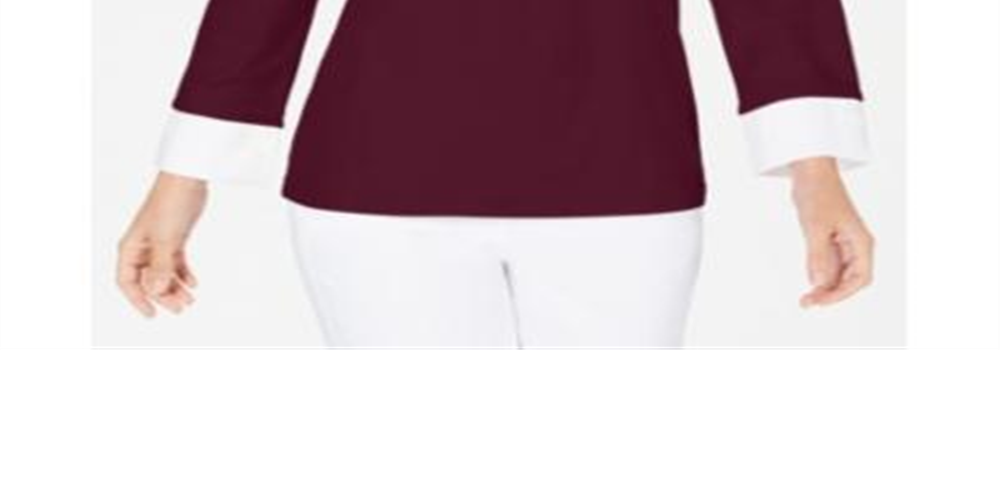 Karen Scott Women's Layered Look Cotton Top Merlot Size Petite S/M