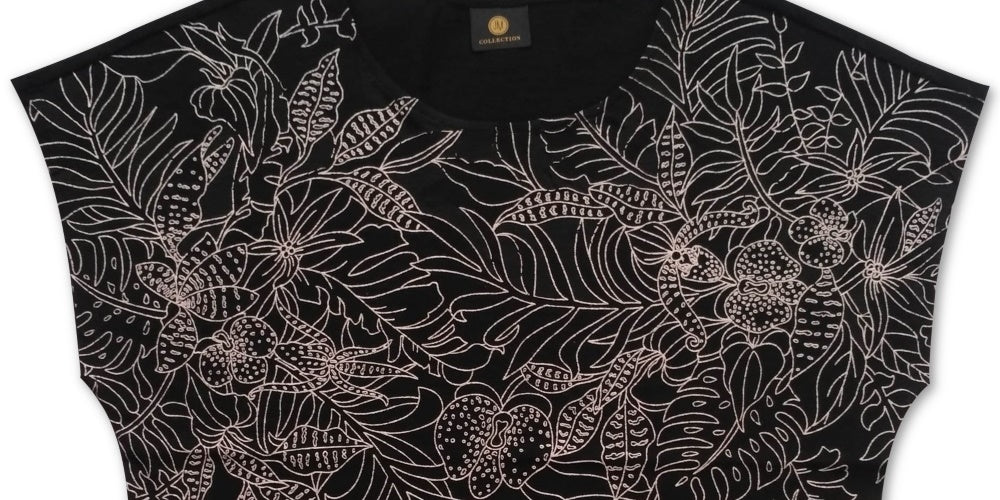 JM Collection Women's Embroidered Top Black Size Large