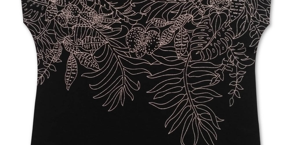 JM Collection Women's Embroidered Top Black Size Large