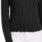 Kit & Sky Women's Ribbed Mock Neck Top Black Size Large