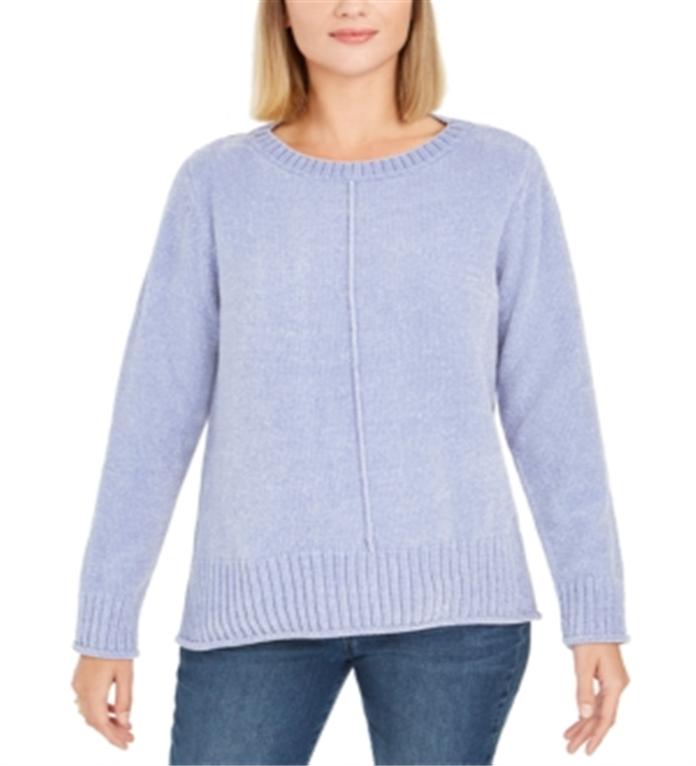 Style & Co Women's Long Sleeve Crew Neck Blouse Sweater Blue Size Petite X-Large