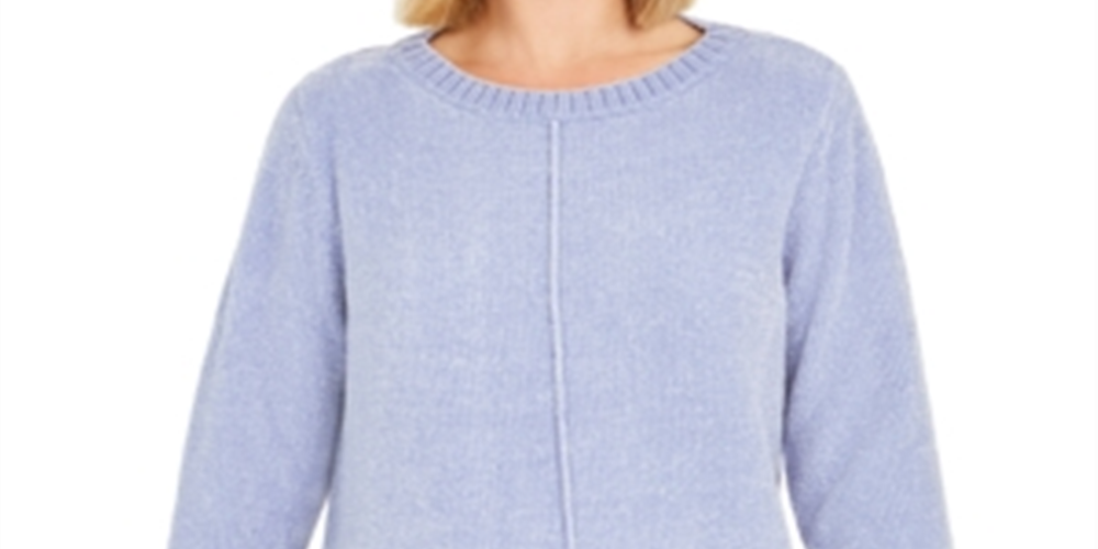 Style & Co Women's Long Sleeve Crew Neck Blouse Sweater Blue Size Petite X-Large
