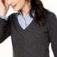 Charter Club Women's V Neck Cashmere Sweater Gray Size Petite S