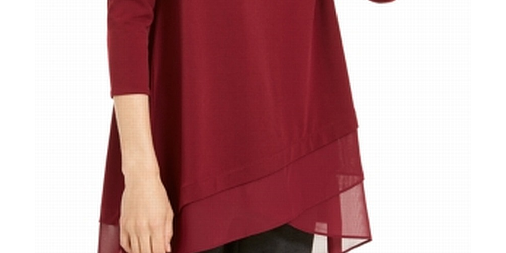 Alfani Women's Crossover Hem Knit Top Red Size Small