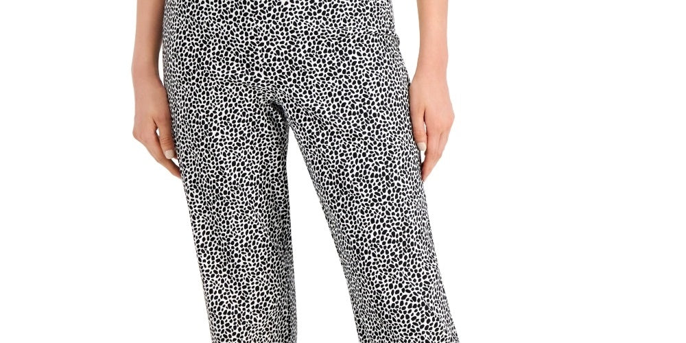 JM Collection Women's Printed Pull On Pants Black Size Medium