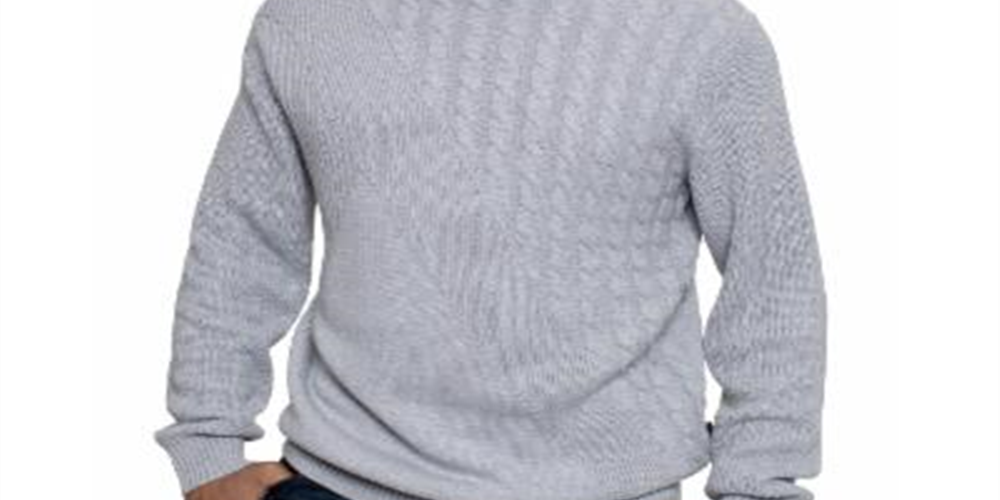 Sean John Men's Tri Pattern Turtleneck Sweater Gray Size Medium
