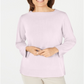Karen Scott Women's Bateau Neck Long Sleeve Sweater Pink Size X-Small