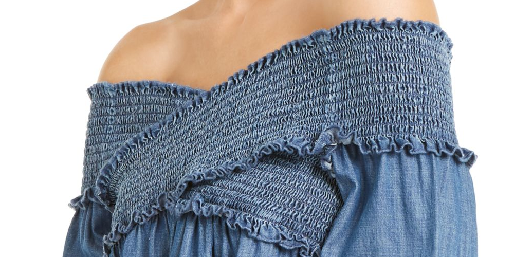 INC International Concepts Women's 79 Off Shoulder Long Sleeve Casual Top Blue Size Petite Small
