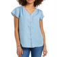 Style & Co Women's Printed Button Down Top Blue Size X-Large