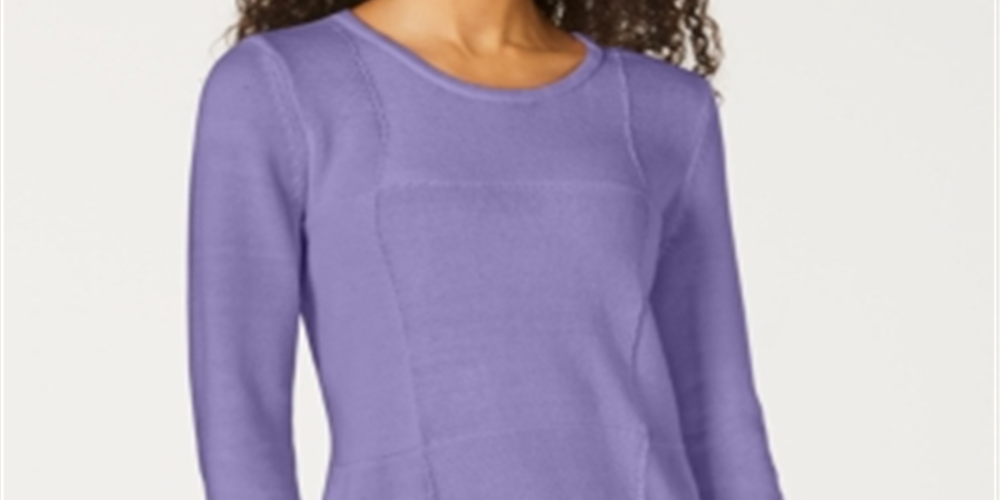 Karen Scott Women's Patchwork Stitch Pullover Sweater Purple Size X-Small
