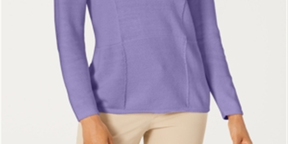 Karen Scott Women's Patchwork Stitch Pullover Sweater Purple Size X-Small