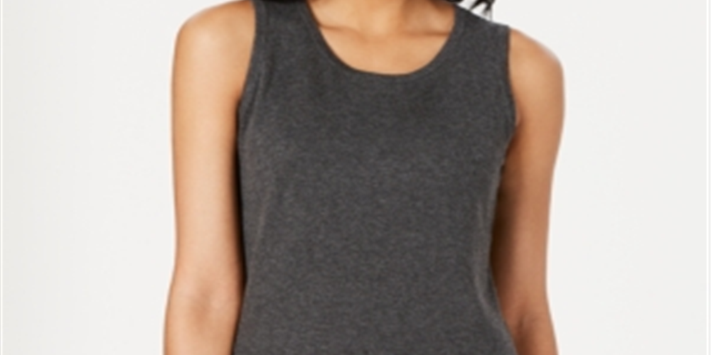Charter Club Women's Sleeveless Crew Neck Sweater Gray Size Large