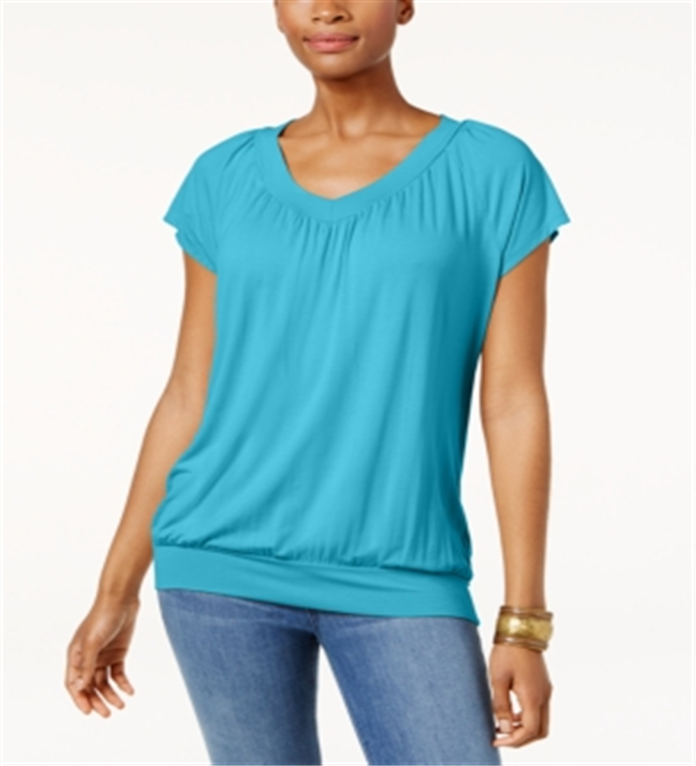 JM Collection Women's Blouson T-Shirt Blue Size X-Small