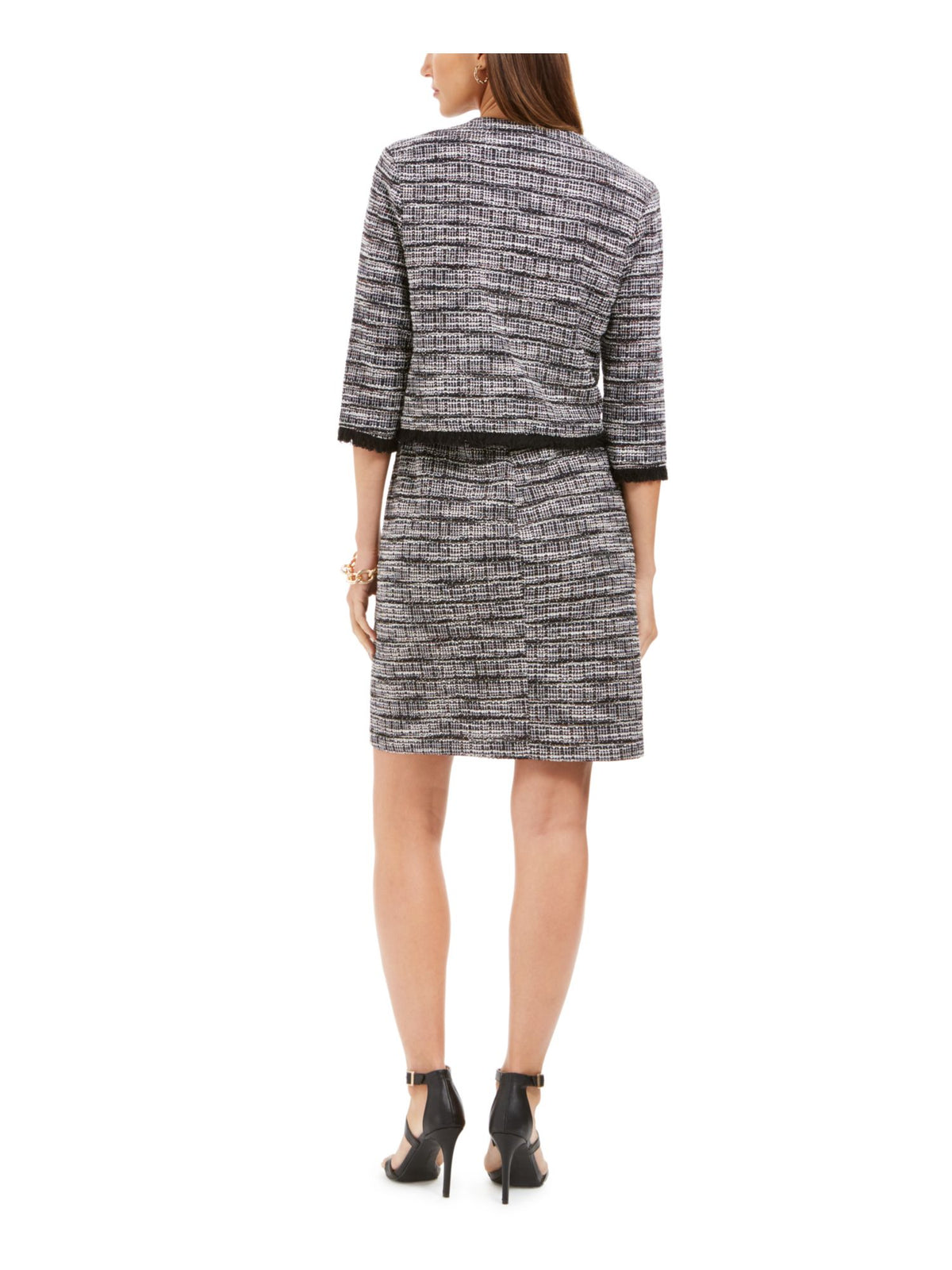 Connected Women's Tweed Dress & Fringe Jacket White/Wine Size 10