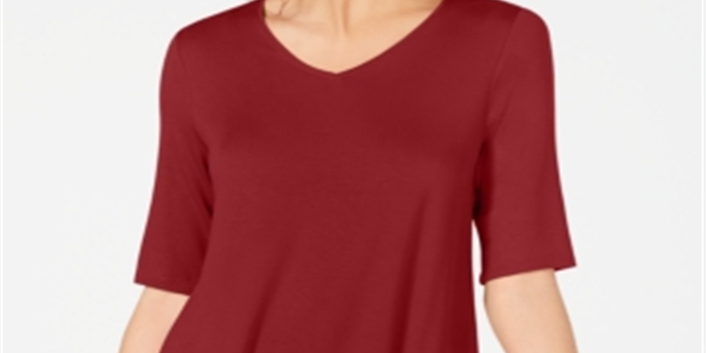 Alfani Women's V Neck Swing Tunic Red Size Medium