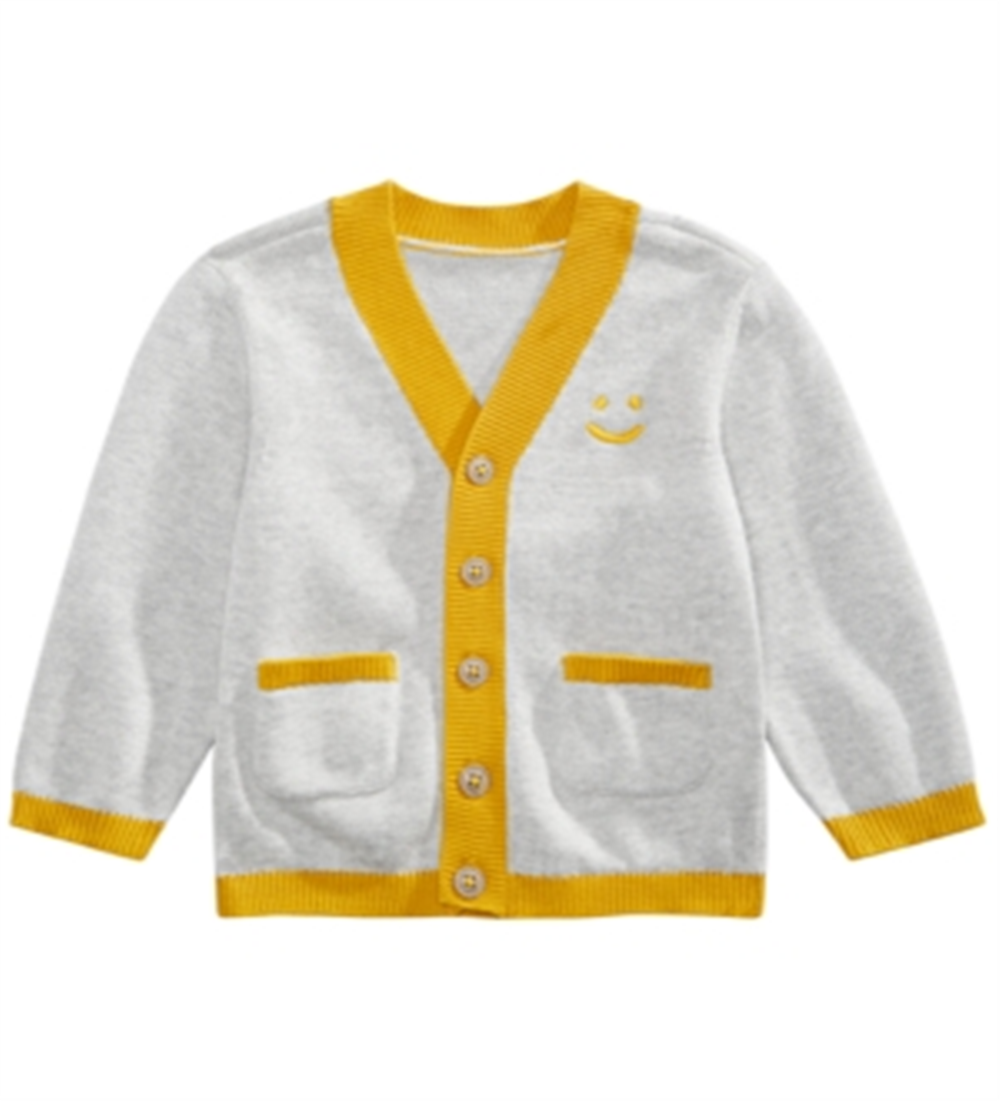 First Impressions Baby Boy's Smiley Face Cardigan Gray Size 18MOS