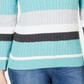Karen Scott Women's Veronica Striped Cotton Cable Sweater Blue Size X-Small