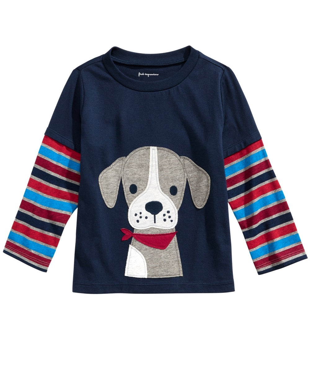 First Impressions Boy's Layered Look Puppy Print T Shirt Blue Size 3 MOS