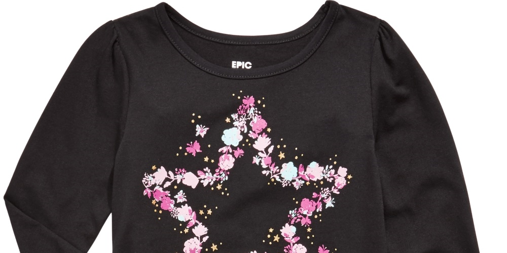 Epic Threads Kid's Little Girls Butterfly Star T Shirt Black Size 5
