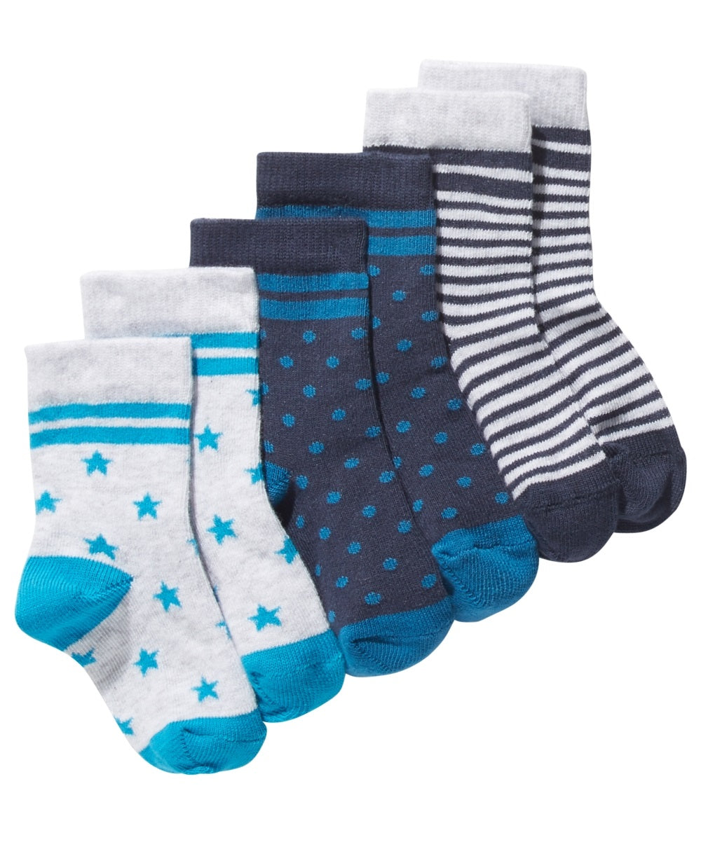First Impressions Baby Boy's 3 Pk Printed Socks Blue Size 6-12 MOS