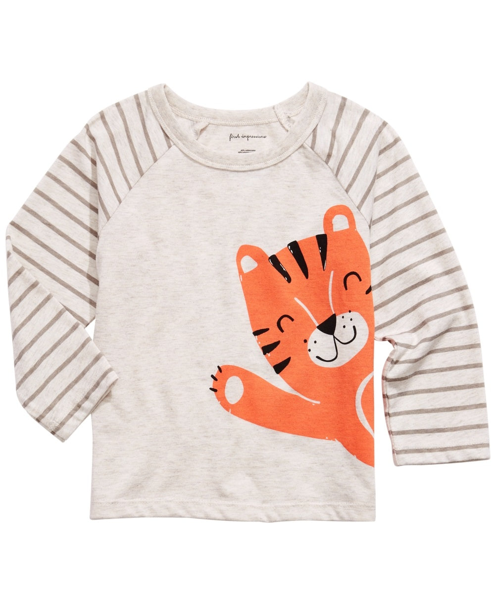 First Impressions Baby Boy's Tiger Print T-Shirt Beige Size 24MOS