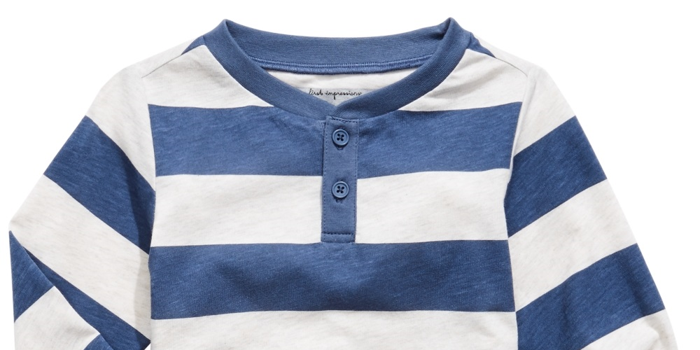 First Impressions Baby Boy's Striped Henley T-Shirt Blue Size 3-6 Months