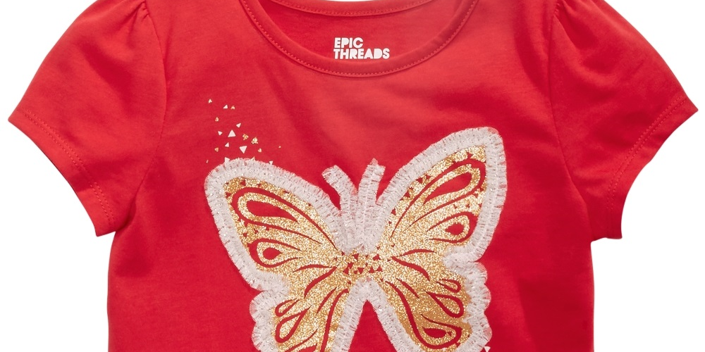 Epic Threads Little Girl's Butterfly T-Shirt Red Size 5