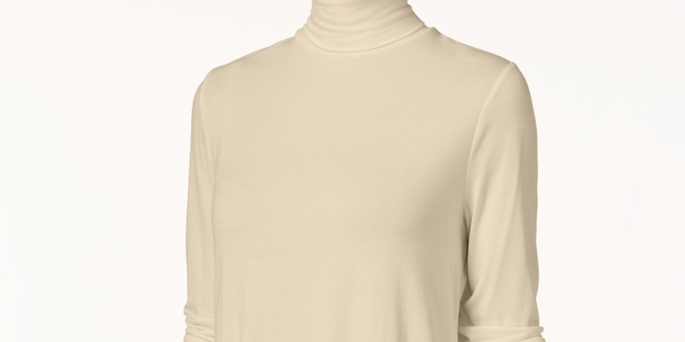 JM Collection Women's Turtleneck Top Beige Size Medium