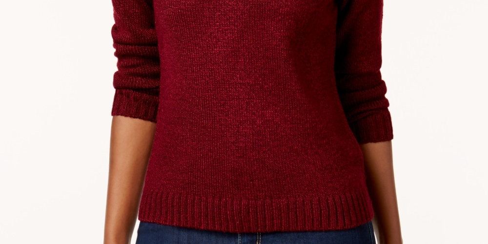 Karen Scott Women's Marled Button Sweater Red Size Small