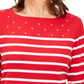 Karen Scott Women's Striped Boatneck T-Shirt Red Size Petite X-Large